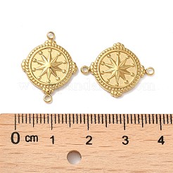304ステンレススチールコネクタチャーム  フラットラウンド、スターリンク付き  18KGP本金メッキ  20.5x16x2mm  穴：1.5mm&nbsp;STAS-Q252-35G