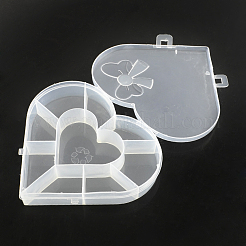 ハートプラスチックビーズ保存容器  9のコンパートメント  透明  13.5x15.5x2.7cm&nbsp;CON-Q023-16