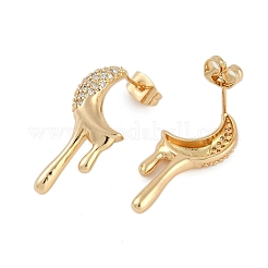 Brass Clear Cubic Zirconia Stud Earrings for Women&nbsp;EJEW-D280-03G-01