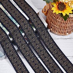 エスニック風刺繍ポリエステルリボン  ジャカードリボン  服飾材料  キャメル  花柄  1-7/8インチ（48mm）  5ヤード/袋&nbsp;OCOR-GF0002-24B