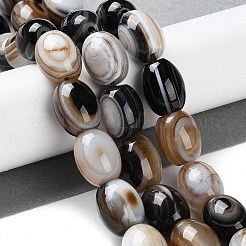 天然の瑪瑙ビーズ連売り  縞瑪瑙ビーズ  染め＆加熱  オーバル  14.5~15x12mm  穴：1.6mm  約27個/連  15.98''（40.6センチメートル）&nbsp;G-NH0019-C04-08