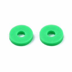 手作り樹脂粘土ビーズ  ヒシビーズ  ジュエリー工芸用品のDIY用  ディスク/フラットラウンド  春の緑  6x1mm  穴：2mm  約26000個/1000g&nbsp;CLAY-T019-02B-36