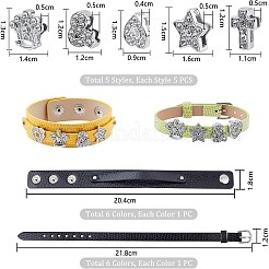 キットを作るDIYブレスレット  PUレザー時計バンドストラップと合金ラインストーンスライドチャーム付き  混合図形  ミックスカラー  時計バンドストラップ: 12 個/セット&nbsp;DIY-NB0004-37