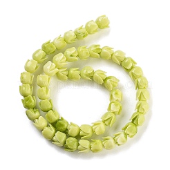 合成サンゴビーズ連売り  染め  花バラ  黄緑  7x6mm  穴：1.2mm  約50個/連  12.40''（31.5センチメートル）&nbsp;CORA-B001-05A-03