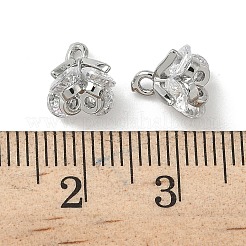真鍮製マイクロパヴェキュービックジルコニアペンダント  花  プラチナ  8.5x8.5x8.5mm  穴：1.4mm&nbsp;KK-S350-14P