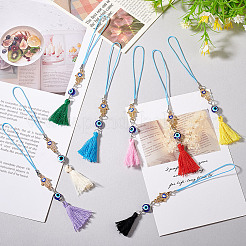 8Pcs 8 Colors Transparent Glass Pendant Decorations&nbsp;HJEW-GO00022