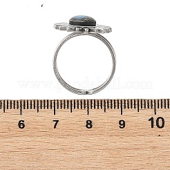 ステンレススチール製カフオープンリング  パウアシェルカボション付き  太陽  ステンレス鋼色  16mm&nbsp;RJEW-JR01077-01