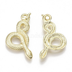 ラックめっき合金大きなペンダント  カドミウムフリー＆鉛フリー  ヘビ  ライトゴールド  30.5x16x2.5mm  穴：2mm&nbsp;X-PALLOY-S132-181-RS