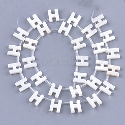 淡水シェルビーズ  トップドリルビーズ  文字.h  10x8x3mm  穴：0.8mm&nbsp;X-SHEL-T012-59H