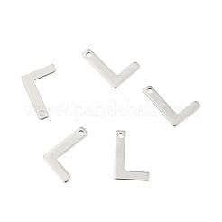 変色しにくい304ステンレススチールの文字チャーム  文字L  11x7.5x0.5mm  穴：1mm&nbsp;X-STAS-O072-L