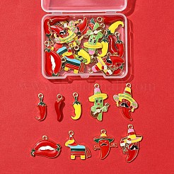 30個9スタイルアロイエナメルペンダント  シンコデマヨ  カドミウムフリー＆ニッケルフリー＆鉛フリー  ラックめっき  混合図形  17.5~30x6~25x2~5.5mm  穴：1.6~2mm&nbsp;FIND-FS0004-26