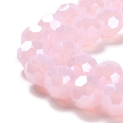 電気メッキガラスビーズセット  ファセット（32ファセット）  パール光沢メッキ  ラウンド  パールピンク  10mm  穴：1.2mm  約65~69個/連  23.03~24.49インチ（58.5~62.2cm）&nbsp;EGLA-A035-J10mm-A02
