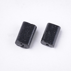 ベーキングペイントガラスフラットビーズ  長方形  ブラック  4~7x3~4x2.5mm  穴：0.8mm  約2500個/袋&nbsp;SEED-S023-12D