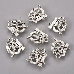 合金のチベット風チャーム  人間の持つ数10  鉛フリー＆カドミウムフリー  アンティークシルバー  15.5x15x3mm  穴：2mm&nbsp;TIBEP-GC149-AS-RS