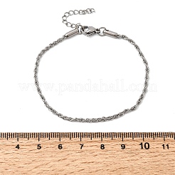 女性用304ステンレススチールロープチェーンブレスレット  ステンレス鋼色  6.69インチ（17cm）&nbsp;BJEW-P395-01P