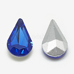 ポイントガラスラインストーンカボション  バックメッキ  多面カット  ティアドロップ  サファイア  8x5x3mm&nbsp;RGLA-T082-5x8mm-11