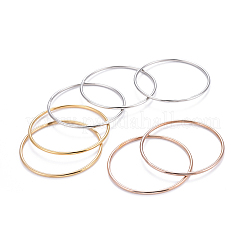 女性用201ステンレススチールプレーンバングルセット7個  ミックスカラー  2-5/8インチ（6.8cm）&nbsp;X-BJEW-L664-022C-M02