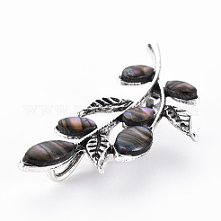 Leaf Shape Natural Abalone Shell/Paua Shell Brooch Pin&nbsp;G-N333-004A-RS