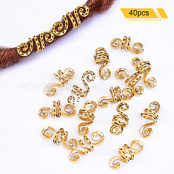 メッキ合金ヘアコイル袖口  ヘアコイルカフス  ヘアスタイリング用  クラウン  アンティーク黄金  25x9.5x10mm  内径：7mm  40個/箱&nbsp;OHAR-PH0001-19AG