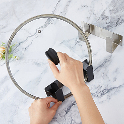 4 Sets 2 Colors Adhesive Wall Mounted Stainless Steel Pot Lid Holders&nbsp;AJEW-FH0004-53