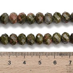 天然石ユナカイトビーズ連売り  多面カット  ロンデル  8x5.5mm  穴：1.2mm  約69個/連  15.16''（38.5センチメートル）&nbsp;G-Z111-A31