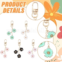 5 Styles Flower Alloy Enamel Pendant Decorations&nbsp;HJEW-YW00305