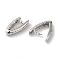 女性用V字型真鍮フープピアス  プラチナメッキ  20.5x4mm&nbsp;EJEW-U008-11P