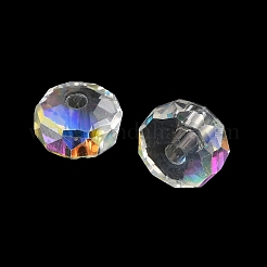 透明ガラスビーズ  ロンデル  多面カット  カラフル  7.5x5mm  穴：1.5mm&nbsp;FIND-E059-04F