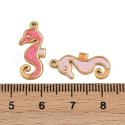 オーシャン304ステンレススチールエナメルペンダント  ゴールドカラー  ミックスカラー  タツノオトシゴ  20x9x1.6mm  穴：1.2mm&nbsp;STAS-G363-18G-02