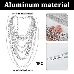 1Pc Aluminum Cuban Link Chain Multi Layered Necklaces for Women&nbsp;NJEW-SP0001-10P