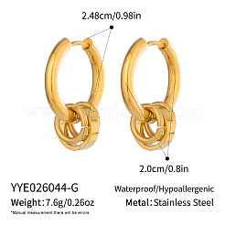 女性用304ステンレススチール製フープピアス  サークル  18KGP本金メッキ  24.8x20mm&nbsp;DP9089-1