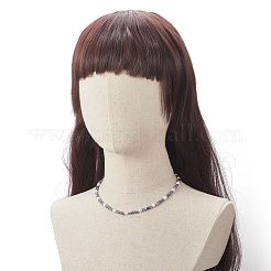 天然ブルースポットジャスパー & パール & クリスタル ラインストーン ビーズ ネックレス (女性用)  16.89インチ（42.9cm）&nbsp;NJEW-JN04209-01