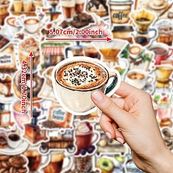 漫画コーヒー紙ステッカー50枚  自己接着  スーツケース用  スケートボード  冷蔵庫  ヘルメット  携帯電話のシェル  ミックスカラー  31~52x16~51x0.2mm&nbsp;STIC-C012-20