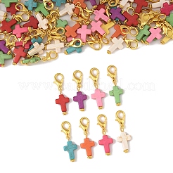 80Pcs Synthetic Turquoise Cross Pendant Decorations&nbsp;HJEW-FS00038