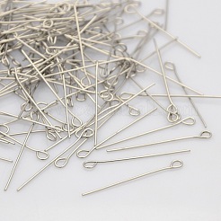 変色しにくい201ステンレススチール製アイピン  ステンレス鋼色  26mm  穴：2mm  ピン：0.6mm&nbsp;STAS-N017-01-0.6x26mm