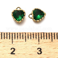 304ステンレスペンダント  キュービックジルコニア付き  ハート  シーグリーン  6.5x5.5x3.5mm  穴：1mm&nbsp;STAS-H438-15G-01