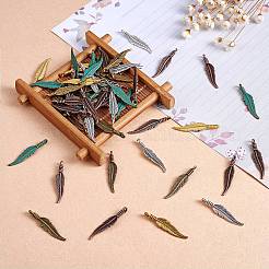 180 個 6 スタイル合金ペンダントフェザーペンダント diy ヴィンテージジュエリーアクセサリー  ミックスカラー  31.3x6.5mm  穴：2mm&nbsp;JX562A