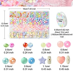 DIY アクリルビーズブレスレット作成キット  ミックスカラー  6~10.5x0.6~11.5x0.6~8mm  穴：1~2mm&nbsp;DIY-YW0011-14