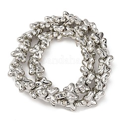 電気メッキガラスビーズセット  蝶  プラチナメッキ  10x14.5x5.5mm  穴：1mm  約54個/連  14.96''（38センチメートル）&nbsp;EGLA-H109-06E