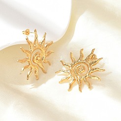 女性用304ステンレススチールスタッドピアス  18KGP本金メッキ  太陽  1-1/2x1-3/8インチ（3.7x3.35cm）&nbsp;EJEW-B121-01G-02