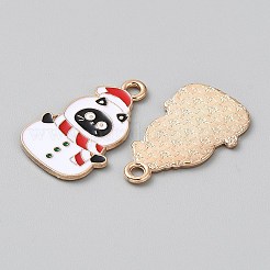クリスマス猫テーマ合金エナメルペンダント  雪だるま  25x15x1mm  穴：2mm&nbsp;ENAM-CJC0013-16B