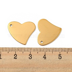 イオンプレーティング（IP）304ステンレス鋼スタンピングブランクタグペンダント  ハート  ゴールドカラー  18x17x0.8mm  穴：1.5mm&nbsp;STAS-D445-60G