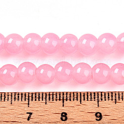焼き絵用塗料、模造翡翠ガラス、丸ビーズの連  ピンク  6.5mm  穴：1.5mm  約135~140個/連  31.8インチ&nbsp;DGLA-Q021-6mm-03