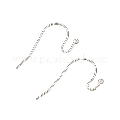真鍮製フックイヤーワイヤー  銀  11x22mm&nbsp;KK-KS0001-07-RS