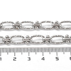 変色しにくい304ステンレススチールのテクスチャー加工楕円形＆ノットリンクチェーン  溶接されていない  スプールで  ステンレス鋼色  12x6x1.5mm  7x6x4mm  5 m /ロール&nbsp;CHS-B005-02P