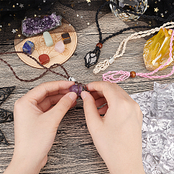 Macrame 7 Chakra Natural Stone Pendant Necklace DIY Making Kit&nbsp;DIY-FH0003-96