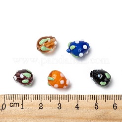 手作りランプワーク3Dイチゴのビーズ  ミックスカラー  10~13x8~10mm  穴：2mm&nbsp;LAMP-R109A-M