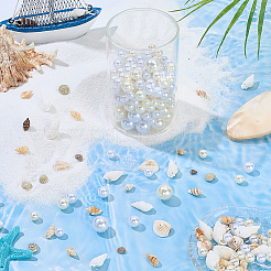 220個 6種類のプラスチック模造真珠ビーズ  ラウンド  シェルビーズ120個付き  ミックスカラー  8mm&nbsp;KY-SP0001-78