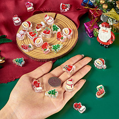 24個 12スタイル クリスマスデコレーションテーマ 不透明アクリルビーズ エナメル付き  混合図形  ミックスカラー  21~28x15~25x8.5~9mm  穴：3.5mm  2個/スタイル&nbsp;OACR-TA0004-54