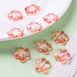 透明なアクリルビーズ  多面カット  花  鮭色  18.5x18.5x5.5mm  穴：1.2mm  約470個/500g&nbsp;TACR-S154-32B-52